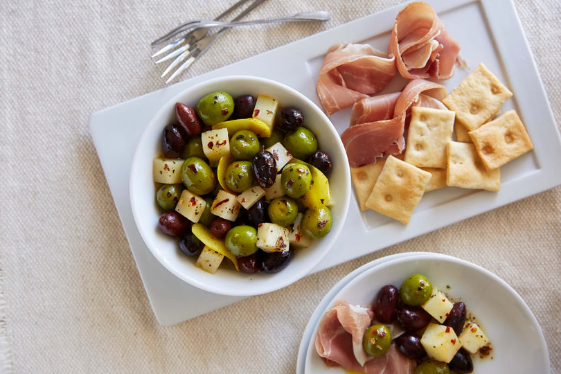 Marinated Mixed Olives with Manchego