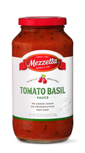 Load image into Gallery viewer, Glass jar of Mezzetta Family Co. Tomato Basil Sauce with a red lid.