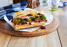 Load image into Gallery viewer, Napa Valley Picnic Sandwich on a wooden platter

