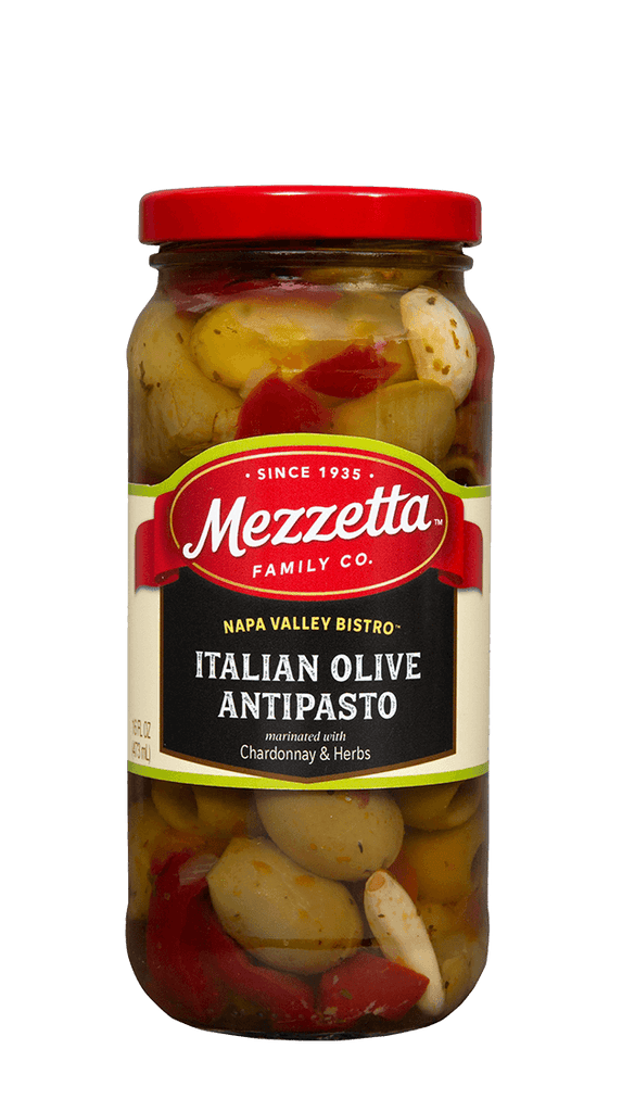 Jar of Napa Valley Bistro Italian Olive Antipasto with Chardonnay and Herbs