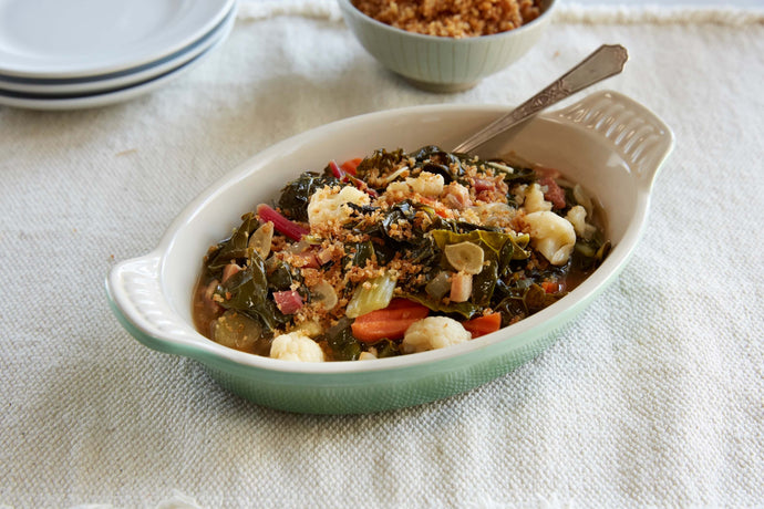 Braised Greens with Pancetta and Giardinera