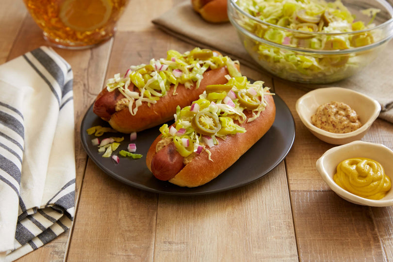 Grilled Hot Dogs with Pepper Slaw