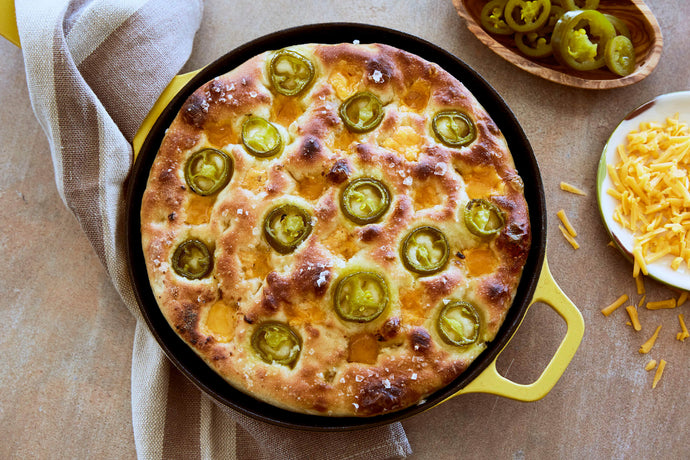 Cast Iron Cheddar and Jalapeno Focaccia