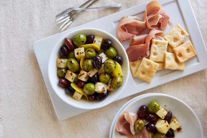 Marinated Mixed Olives with Manchego