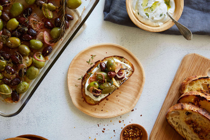 Roasted Mixed Olives with Whipped Feta