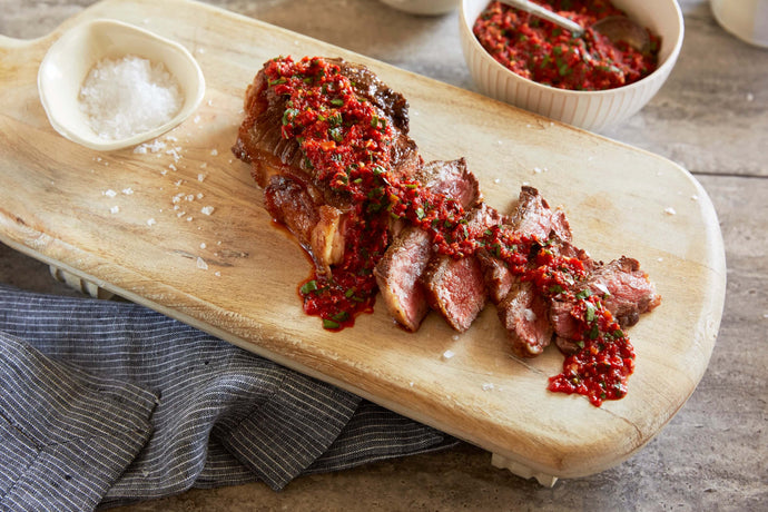 Seared Steaks with Pepper Chimichurri