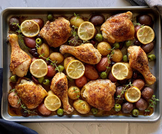 Sheet Pan Chicken with Potatoes and Olives