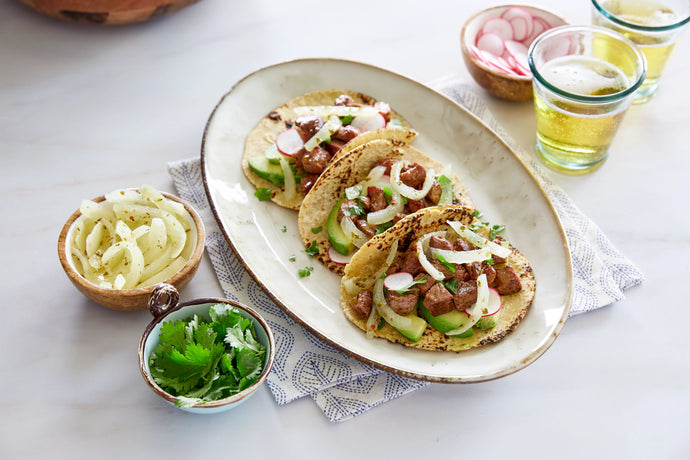 Simple Carne Asada Tacos with Spicy Pickled Onions