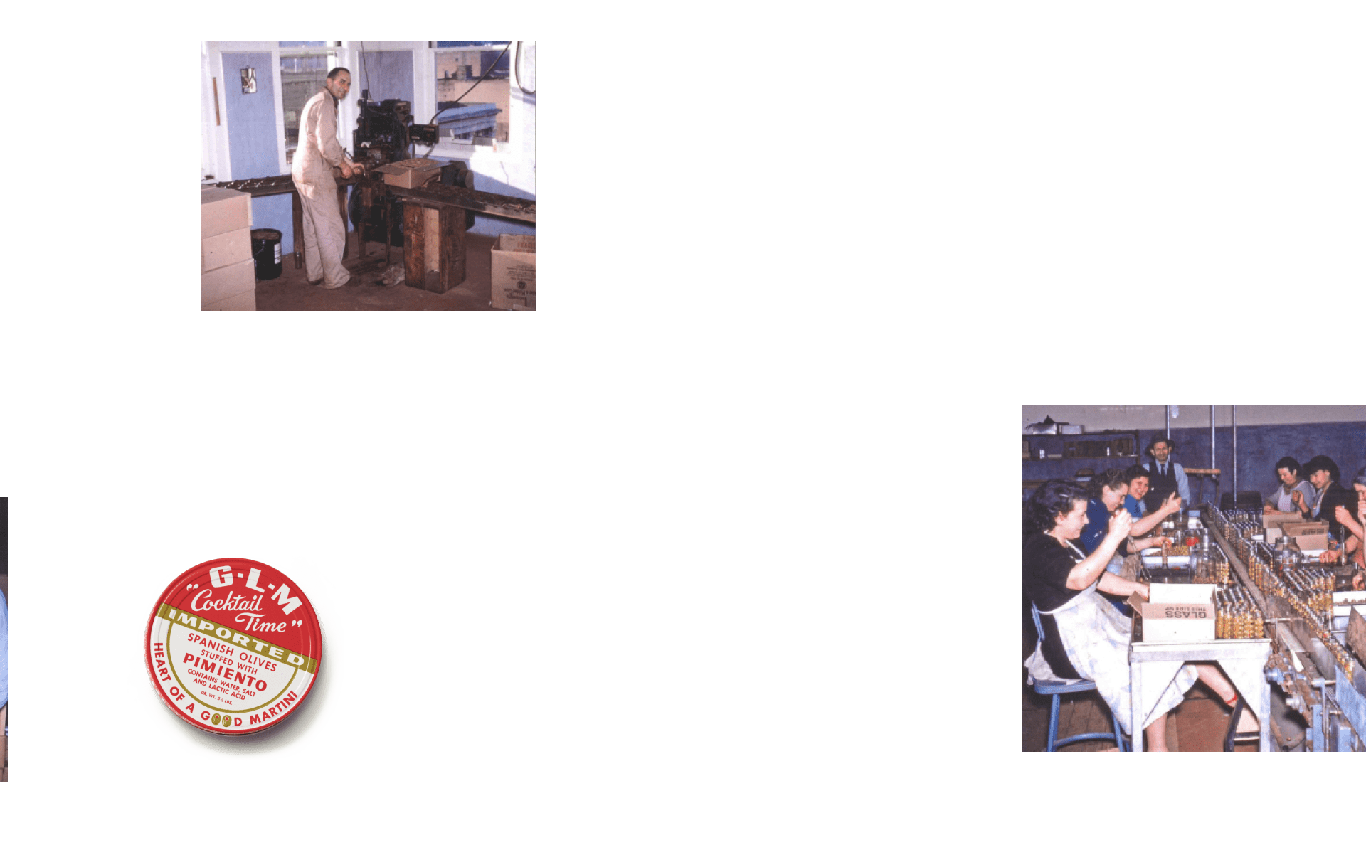 Vintage photos of workers packing Mezzetta products