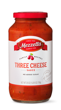 Load image into Gallery viewer, A jar of Mezzeta Family Company Three Cheese Sauce with no added sugar. 


