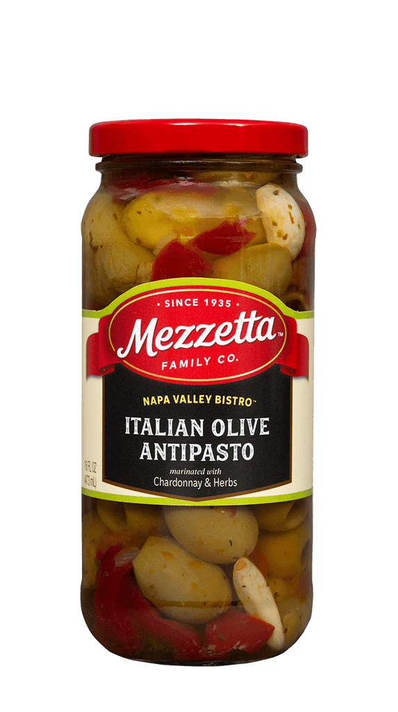 Jar of Napa Valley Bistro Italian Olive Antipasto with Chardonnay and Herbs